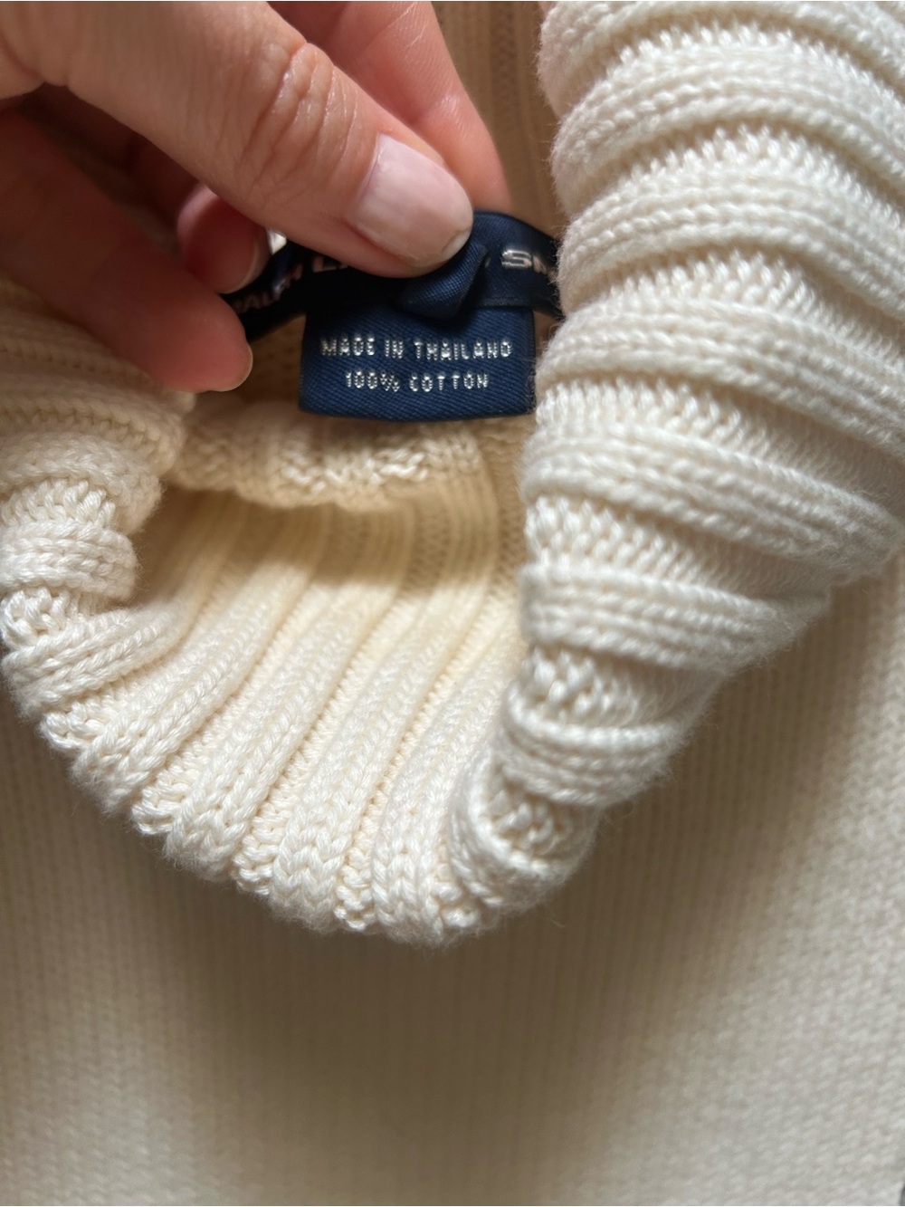 Classic Polo Ralph Lauren Ivory Roll Neck Knit Top Minimalist - Picture 4 of 10